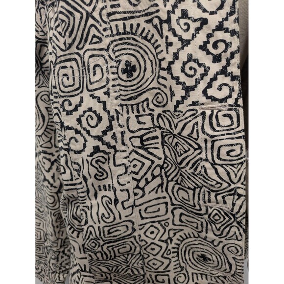 JM Collection Ivory Black Aztec Geometric Canvas Jacket sz XL Block Print - Picture 8 of 13